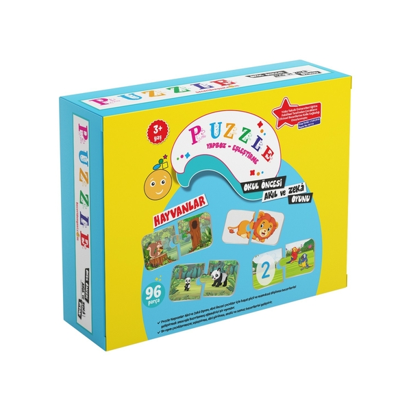 Puzzle Hayvanlar Okul Öncesi Akıl ve Zeka Oyunu 3 Yaş - 96 Parça