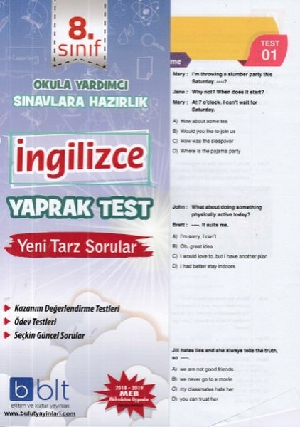 Bulut 8.Sınıf İngilizce Yaprak Test (Yeni) Kolektif
