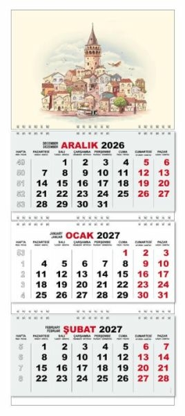 2027 Gemici Duvar Takvimi - Galata Kulesi