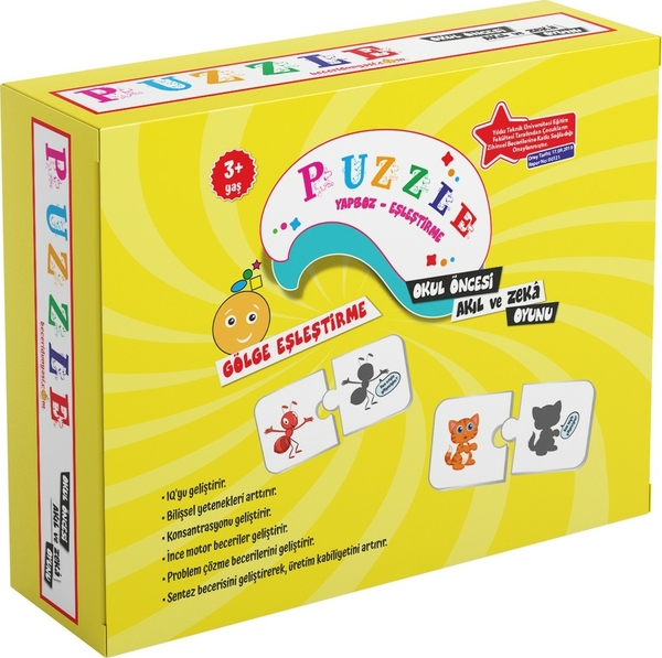 Puzzle Gölge Eşleştirme Okul Öncesi Akıl ve Zeka Oyunu 3 Yaş - 96 Parça