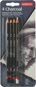 Derwent Charcoal Pencils Kömür Füzen Kalem Seti Blister 4'lü