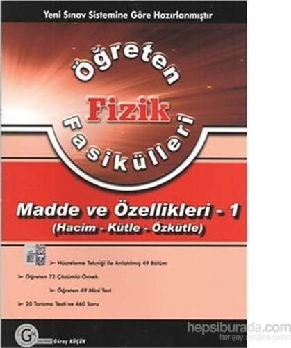 Madde ve Özellikleri 1 (Hacim-Kütle-Özkütle); Öğreten Fizik Fasikülleri
