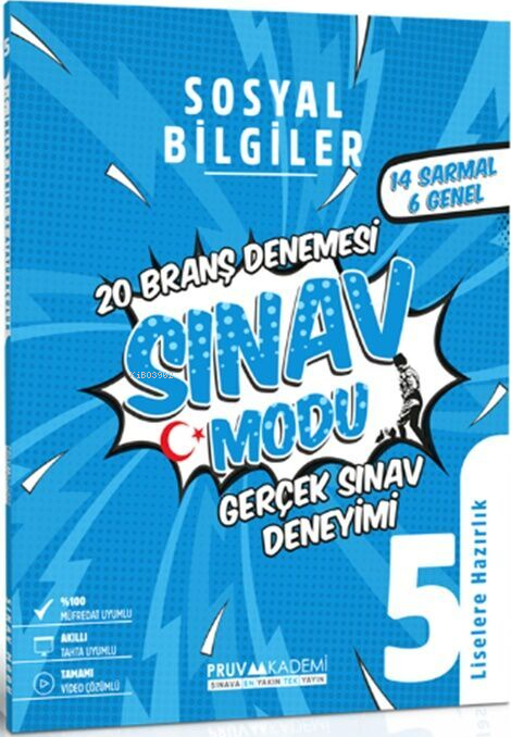 Pruva Akademi 5. Sınıf Sosyal Bilgiler Sınav Modu 20 Branş Denemesi Kolektif
