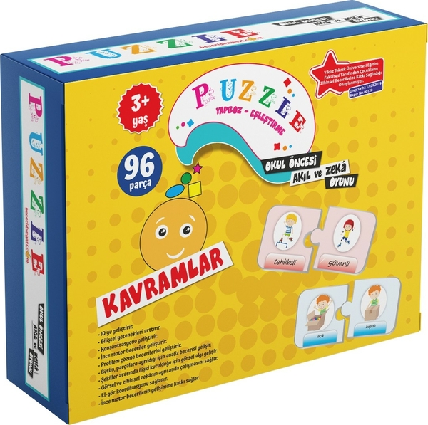 Puzzle Kavramlar Okul Öncesi Akıl ve Zeka Oyunu 3 Yaş - 96 Parça