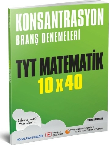 Hocalara Geldik Yayınları TYT Matematik 10x40 Konsantrasyon Branş Denemeleri Hocala