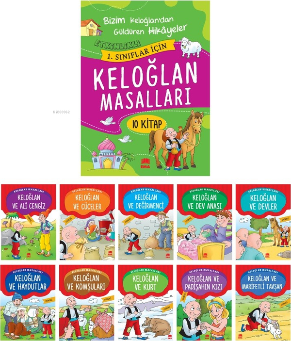 1 ve 2. Sınıflar İçin Keloğlan Masalları Renkli Resimli - 10 Kitap
