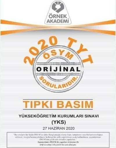 Ösym 2020 Tyt Soru Kitapçığı Tıpkı Basım Kolektif
