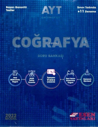 Esen AYT Coğrafya Soru Bankası 2022 Cüneyt Kösten, Kadir Üçpınar
