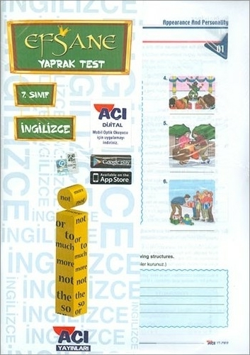 Açı Yayınları 7.Sınıf Efsane İngilizce Yaprak Test