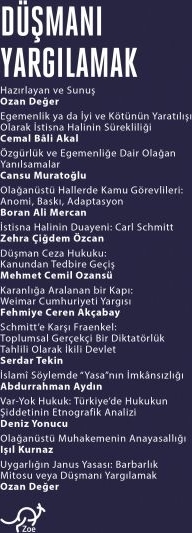 Düşmanı Yargılamak Cemal Bali Akal, Cansu Muratoğlu, Boran Ali Mercan, Zehra Çiğdem Özcan, Mehmet Cemil Ozansu¨, Fehmiye Ceren Akçabay, Serdar Tekin, Abdurrahman Aydın, Deniz Yonucu, Işıl Kurnaz, Ozan Değer