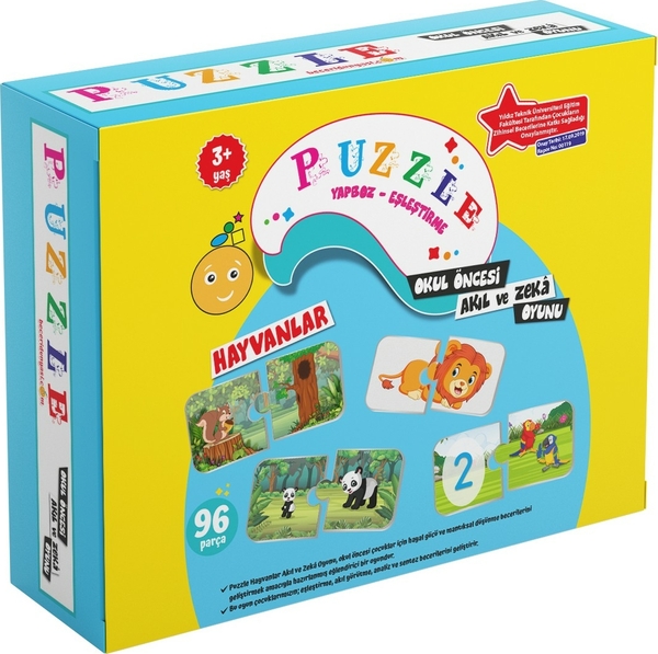 Puzzle Hayvanlar Okul Öncesi Akıl ve Zeka Oyunu 3 Yaş - 96 Parça